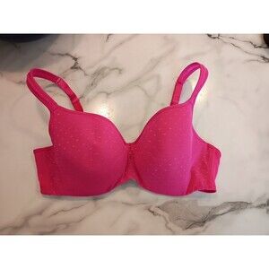 40D Women's Plus Cacique Hot Pink Polka Dot Sheer Sexy Underwire Bra